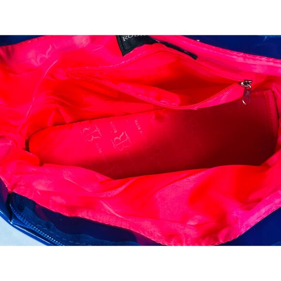 Robin Ruth Phuket Logo Tote Bag Blue Pink Patent Handle Shopper MOD - Picture 7 of 14